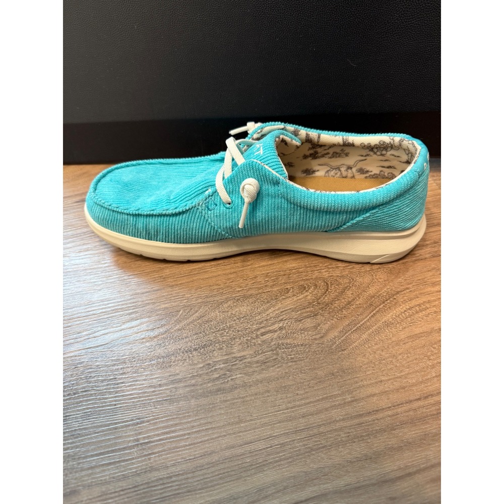 Ariat Hilo Turquoise Blue Corduroy Loafers Moc Toe Slip On Shoes Womens Size 10B - Picture 10 of 13